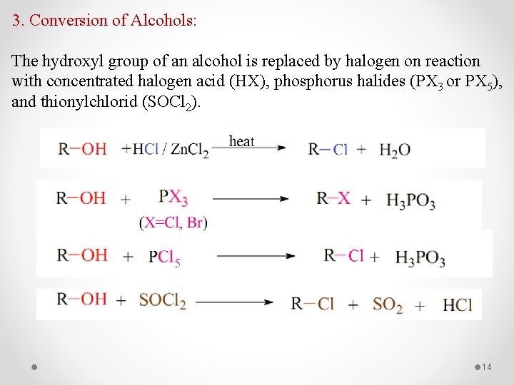 3. Conversion of Alcohols: The hydroxyl group of an alcohol is replaced by halogen