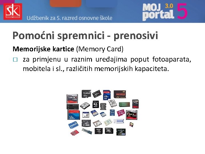 Pomoćni spremnici - prenosivi Memorijske kartice (Memory Card) � za primjenu u raznim uređajima