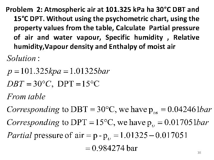 Problem 2: Atmospheric air at 101. 325 k. Pa ha 30°C DBT and 15°C