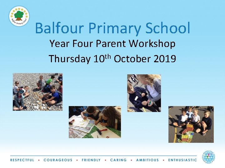 Balfour Primary School Year Four Parent Workshop Thursday 10 th October 2019 