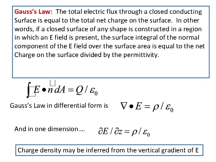 Gauss’s Law: The total electric flux through a closed conducting Surface is equal to