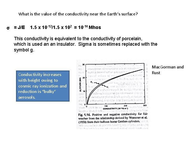 What is the value of the conductivity near the Earth’s surface? σ = J/E