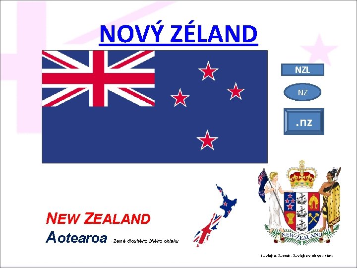 NOVÝ ZÉLAND NZL NZ . nz NEW ZEALAND Aotearoa - Země dlouhého bílého oblaku