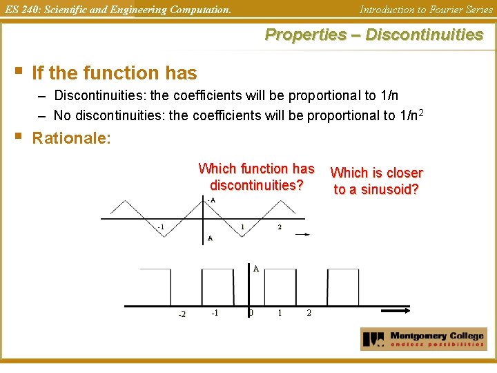 ES 240: Scientific and Engineering Computation. Introduction to Fourier Series Properties – Discontinuities §