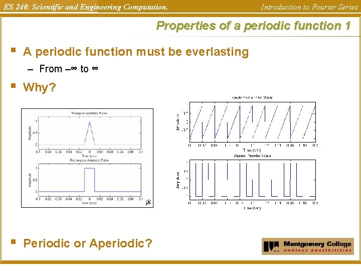 ES 240: Scientific and Engineering Computation. Introduction to Fourier Series Properties of a periodic