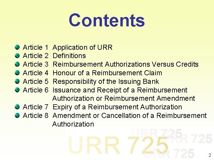Contents Article 1 Article 2 Article 3 Article 4 Article 5 Article 6 Application