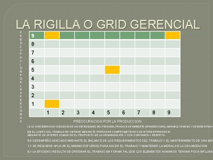 LA RIGILLA O GRID GERENCIAL P R E O C U P A C