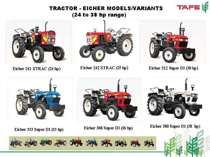 TRACTOR - EICHER MODELS/VARIANTS (24 to 38 hp range) Eicher 241 XTRAC (24 hp)