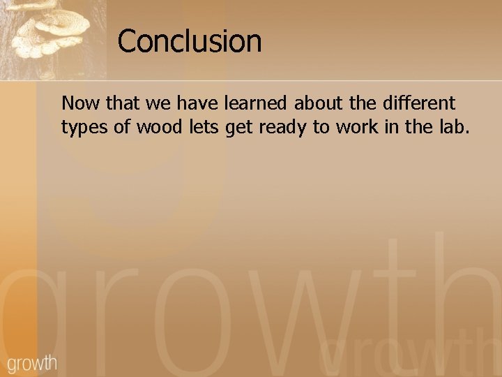 Conclusion Now that we have learned about the different types of wood lets get