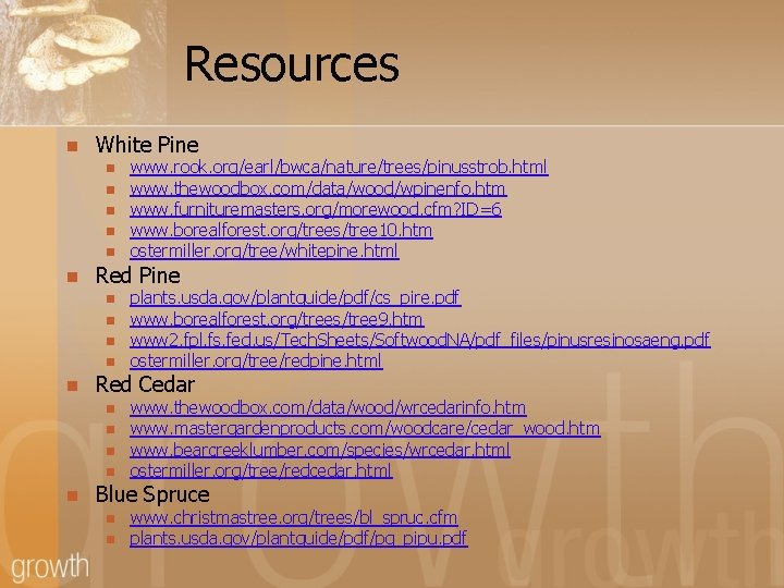 Resources n White Pine n n n Red Pine n n n plants. usda.