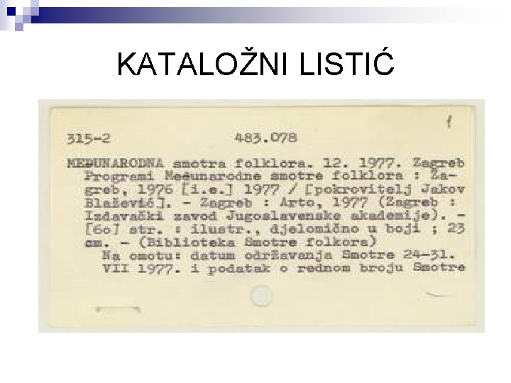 KATALOŽNI LISTIĆ 