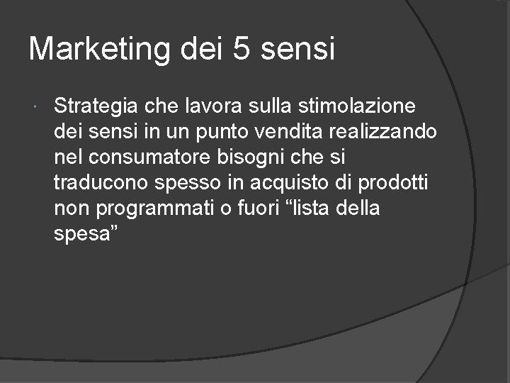 Marketing dei 5 sensi Strategia che lavora sulla stimolazione dei sensi in un punto