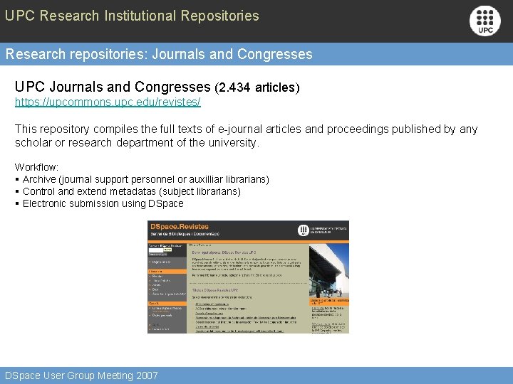 UPC Research Institutional Repositories Research repositories: Journals and Congresses UPC Journals and Congresses (2.