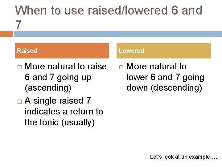 When to use raised/lowered 6 and 7 Raised More natural to raise 6 and