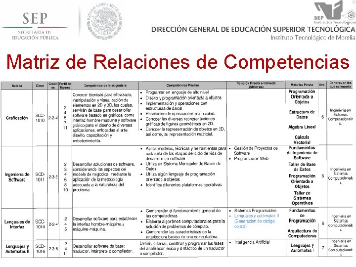 Matriz de Relaciones de Competencias 