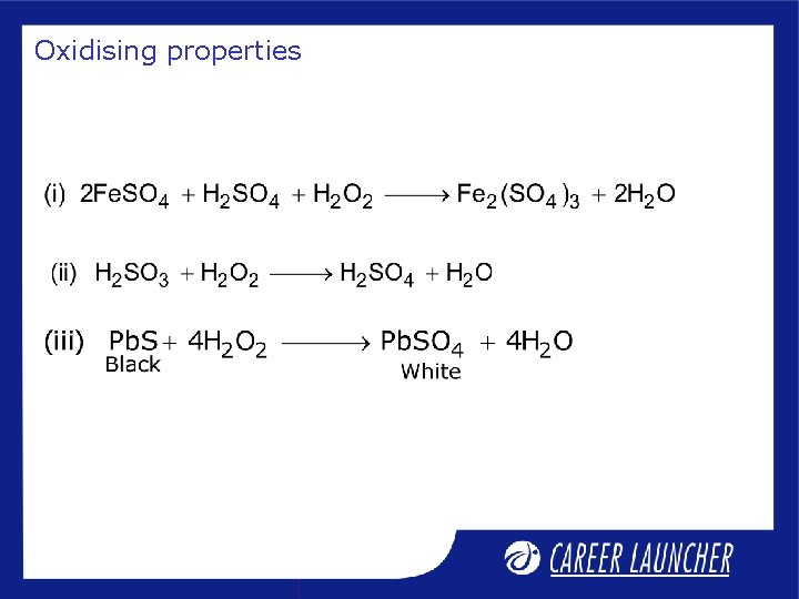 Oxidising properties 