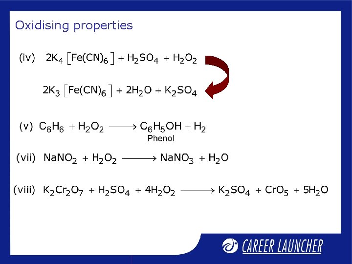 Oxidising properties 