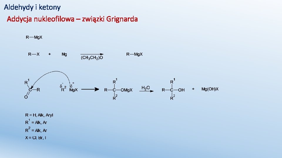 Aldehydy i ketony Addycja nukleofilowa – związki Grignarda 