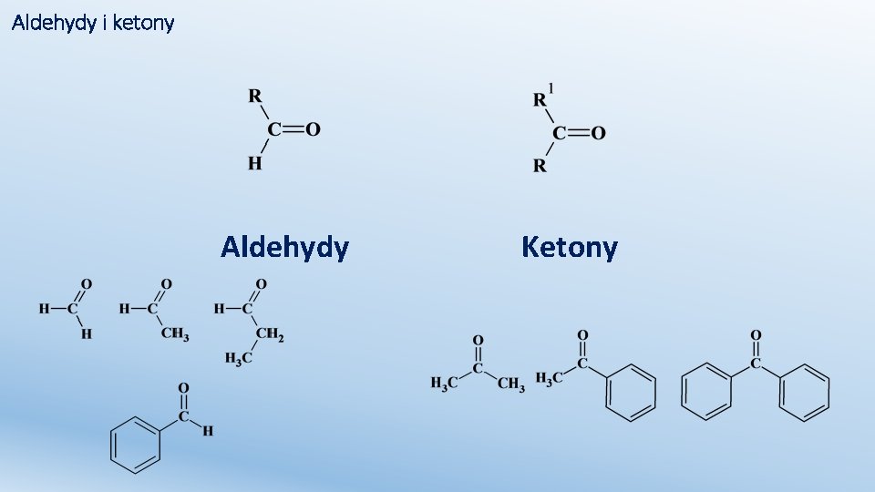 Aldehydy i ketony Aldehydy Ketony 
