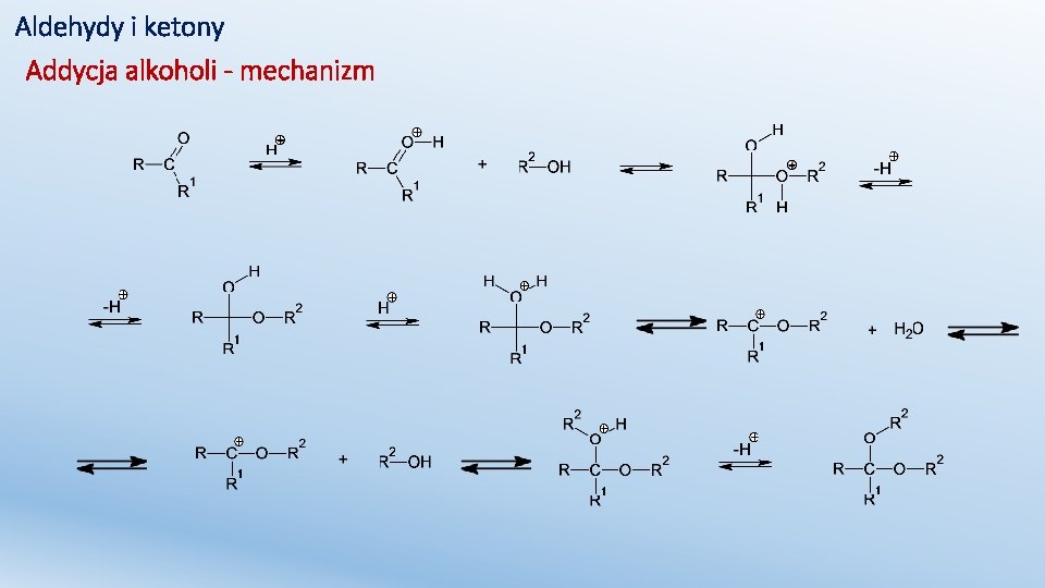 Aldehydy i ketony Addycja alkoholi - mechanizm 