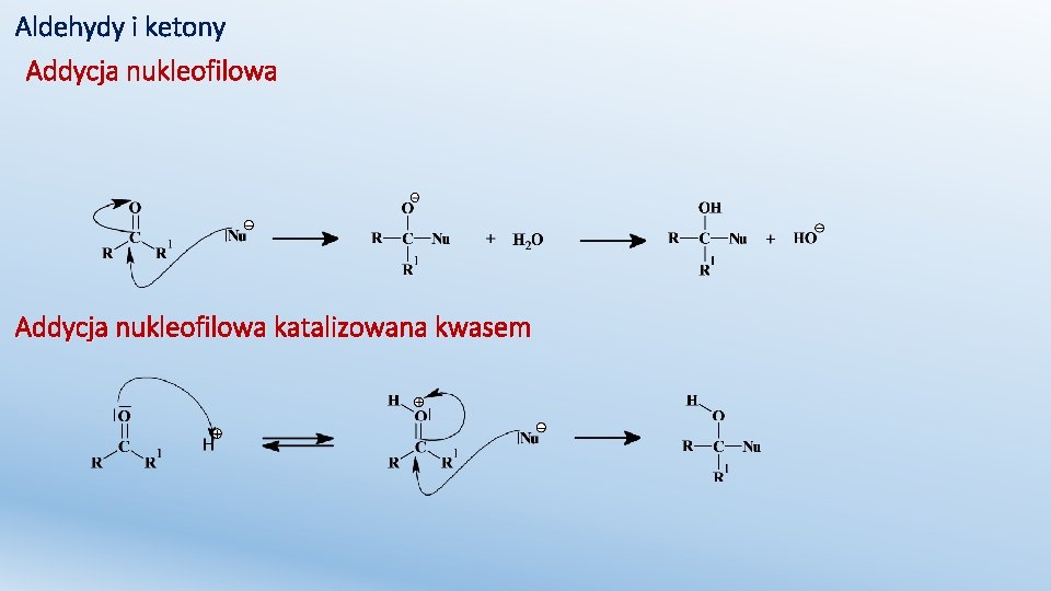 Aldehydy i ketony Addycja nukleofilowa katalizowana kwasem 