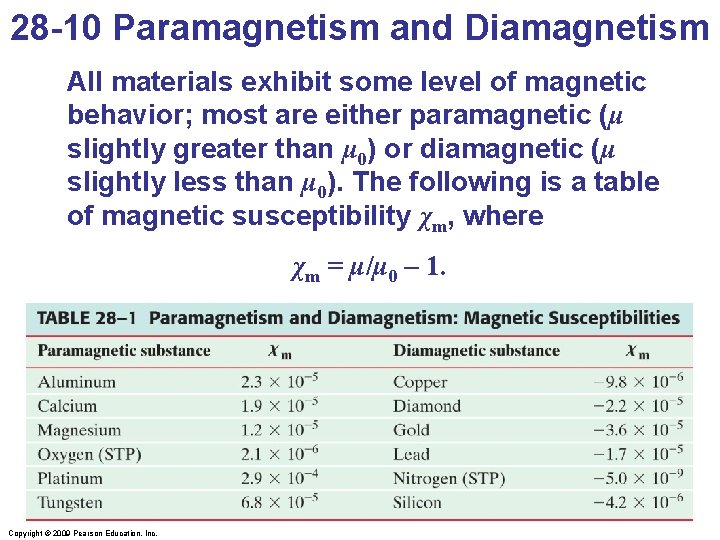 28 -10 Paramagnetism and Diamagnetism All materials exhibit some level of magnetic behavior; most