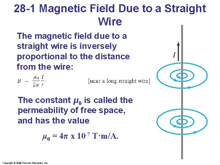 28 -1 Magnetic Field Due to a Straight Wire The magnetic field due to