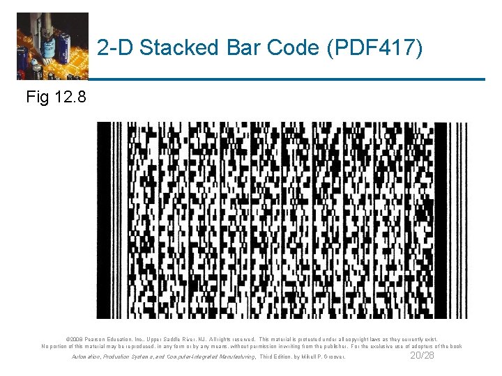 2 -D Stacked Bar Code (PDF 417) Fig 12. 8 © 2008 Pearson Education,