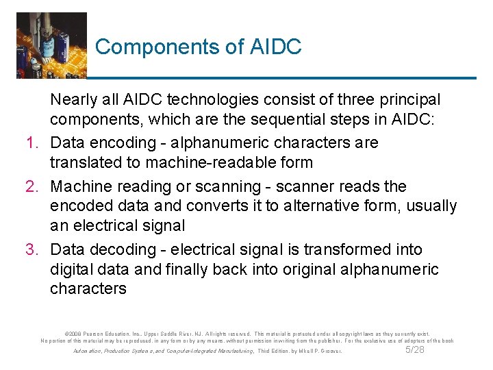 Components of AIDC Nearly all AIDC technologies consist of three principal components, which are