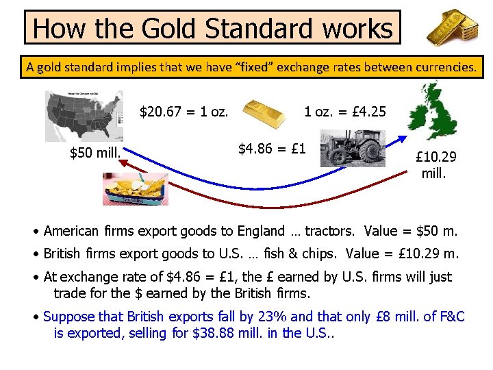 How the Gold Standard works A gold standard implies that we have “fixed” exchange