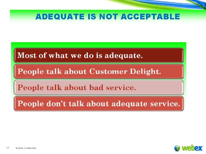 ADEQUATE IS NOT ACCEPTABLE 17 Web. Ex Confidential 