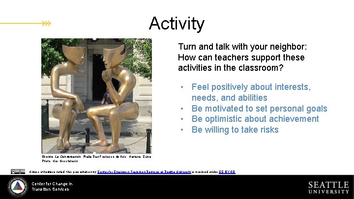 Activity Turn and talk with your neighbor: How can teachers support these activities in