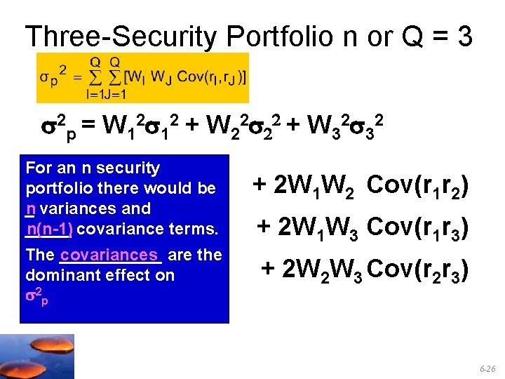 Three-Security Portfolio n or Q = 3 2 p = W 12 12 +