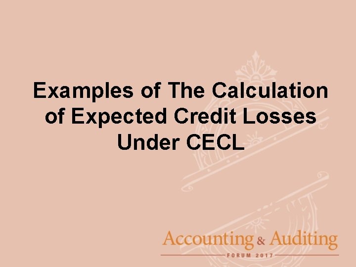 Examples of The Calculation of Expected Credit Losses Under CECL 