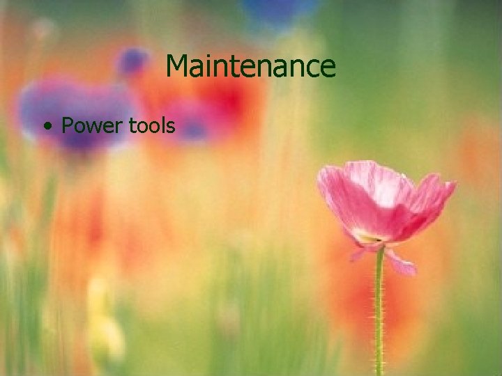 Maintenance • Power tools Maintenance • Power tools