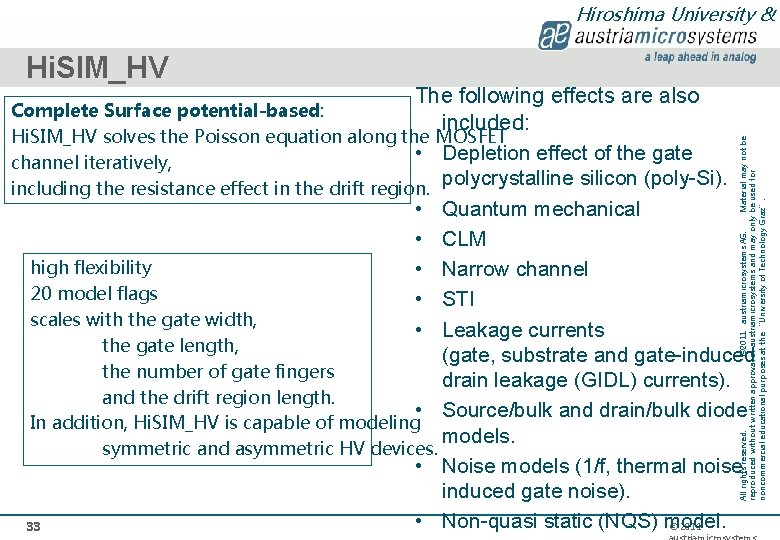 Hiroshima University & Hi. SIM_HV All rights reserved. © 2011 · austriamicrosystems AG. Material
