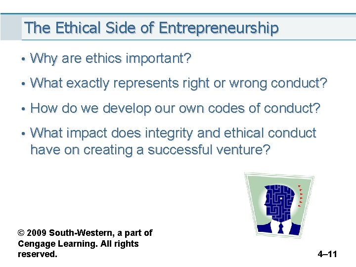 The Ethical Side of Entrepreneurship • Why are ethics important? • What exactly represents