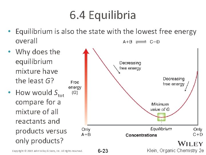 6. 4 Equilibria • Equilibrium is also the state with the lowest free energy