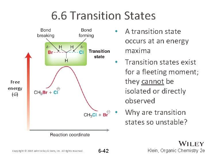 6. 6 Transition States • A transition state occurs at an energy maxima •