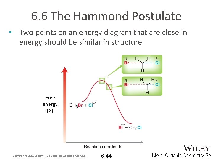 6. 6 The Hammond Postulate • Two points on an energy diagram that are
