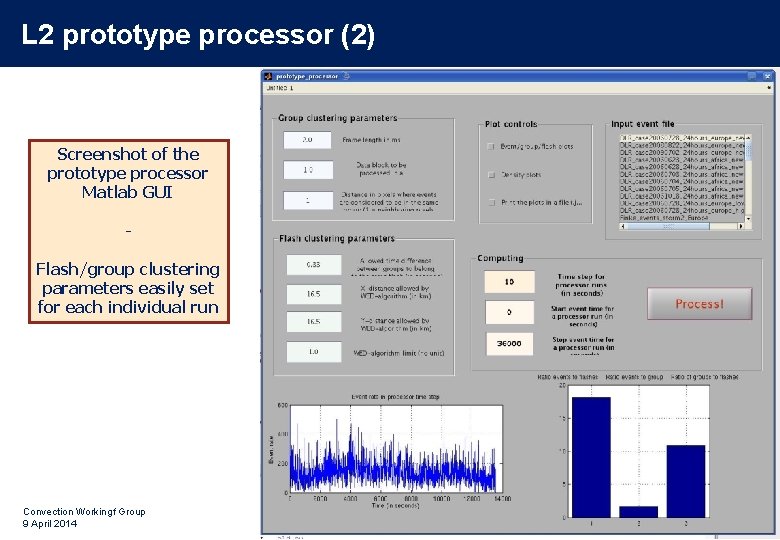 L 2 prototype processor (2) Screenshot of the prototype processor Matlab GUI Flash/group clustering