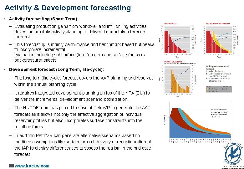  Activity & Development forecasting • Activity forecasting (Short Term): – Evaluating production gains