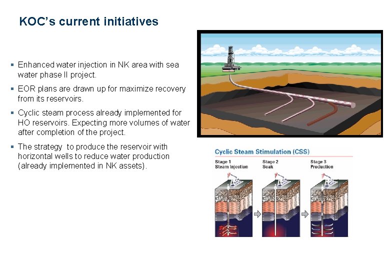 KOC’s current initiatives § Enhanced water injection in NK area with sea water phase