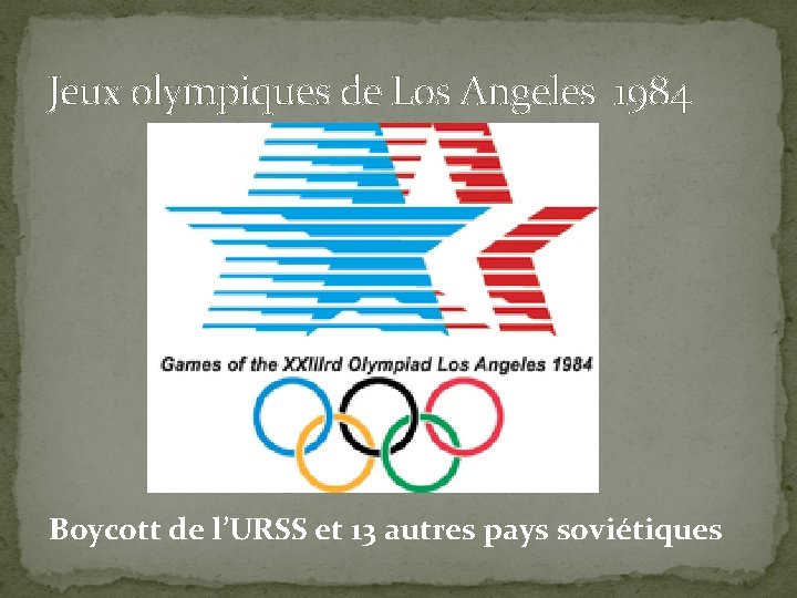 Jeux olympiques de Los Angeles 1984 Boycott de l’URSS et 13 autres pays soviétiques