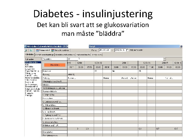 Diabetes - insulinjustering Det kan bli svart att se glukosvariation man måste ”bläddra” 