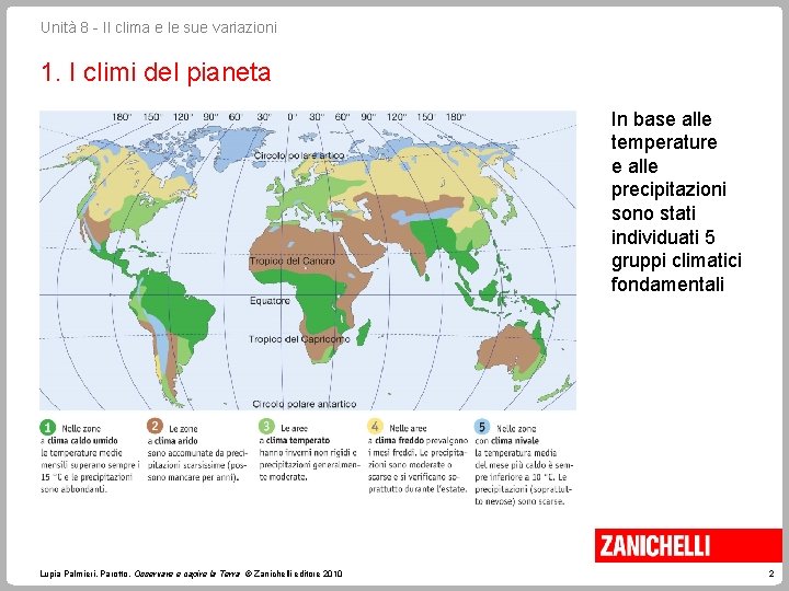 Unità 8 - Il clima e le sue variazioni 1. I climi del pianeta