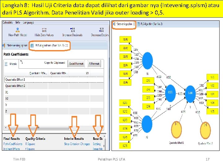 Langkah 8: Hasil Uji Criteria data dapat dilihat dari gambar nya (Intevening. splsm) atau