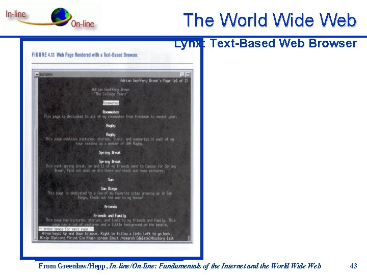 The World Wide Web Lynx: Text-Based Web Browser From Greenlaw/Hepp, In-line/On-line: Fundamentals of the The World Wide Web Lynx: Text-Based Web Browser From Greenlaw/Hepp, In-line/On-line: Fundamentals of the