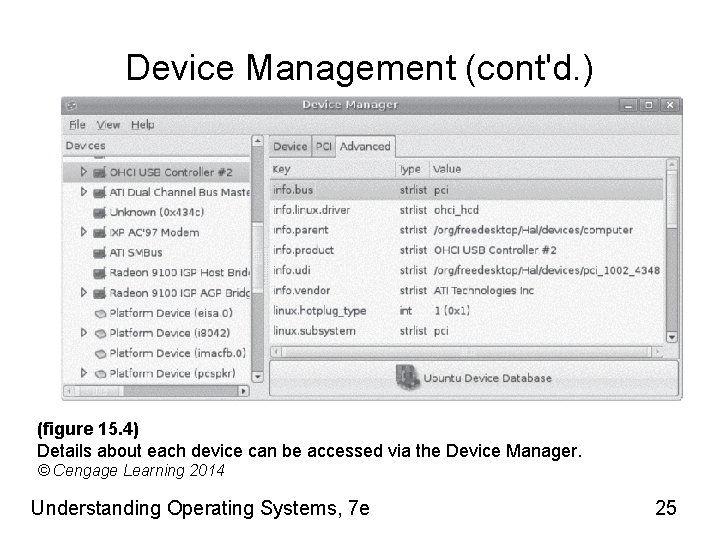 Device Management (cont'd. ) (figure 15. 4) Details about each device can be accessed