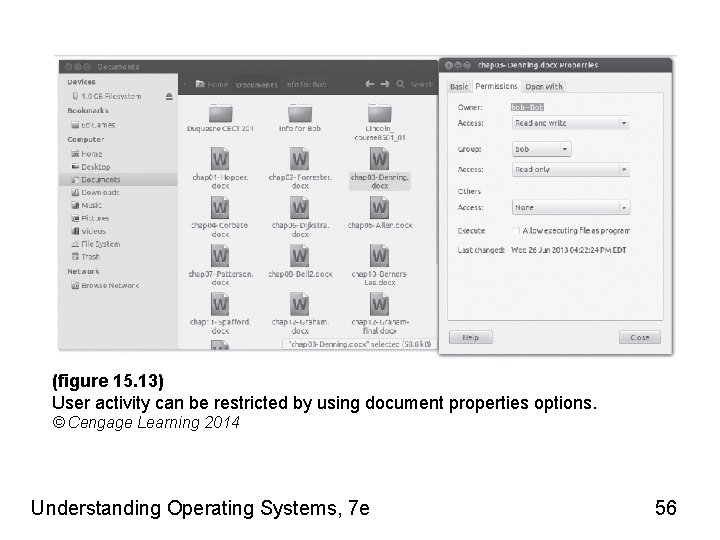(figure 15. 13) User activity can be restricted by using document properties options. ©